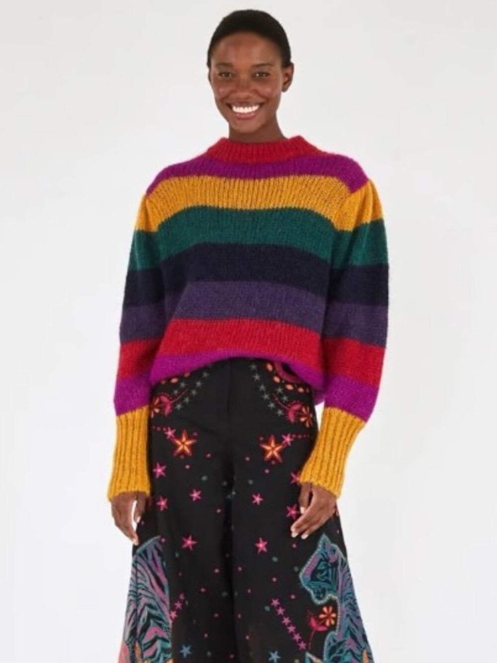 FARM Rio Striped Mohair Blend Sweater